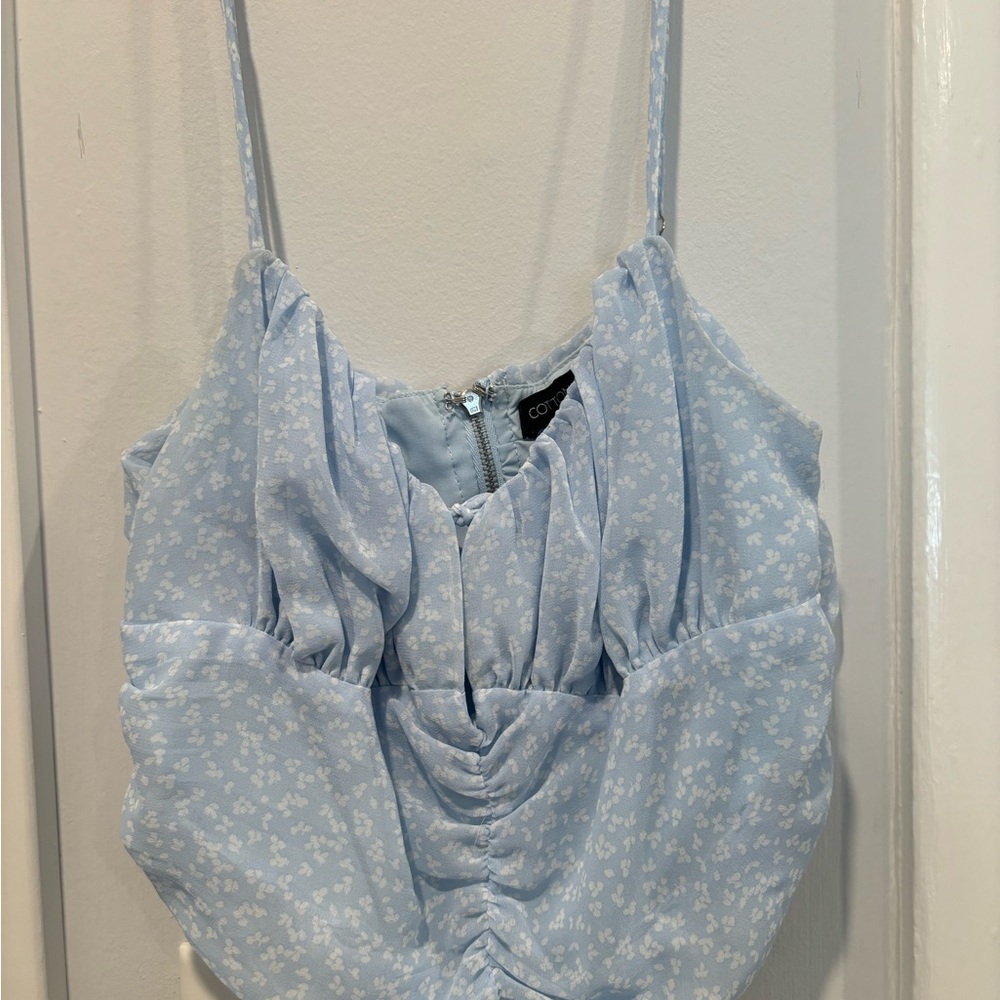 Sky Blue Floral Top